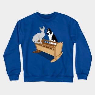 Dog Cat and Cradle Crewneck Sweatshirt